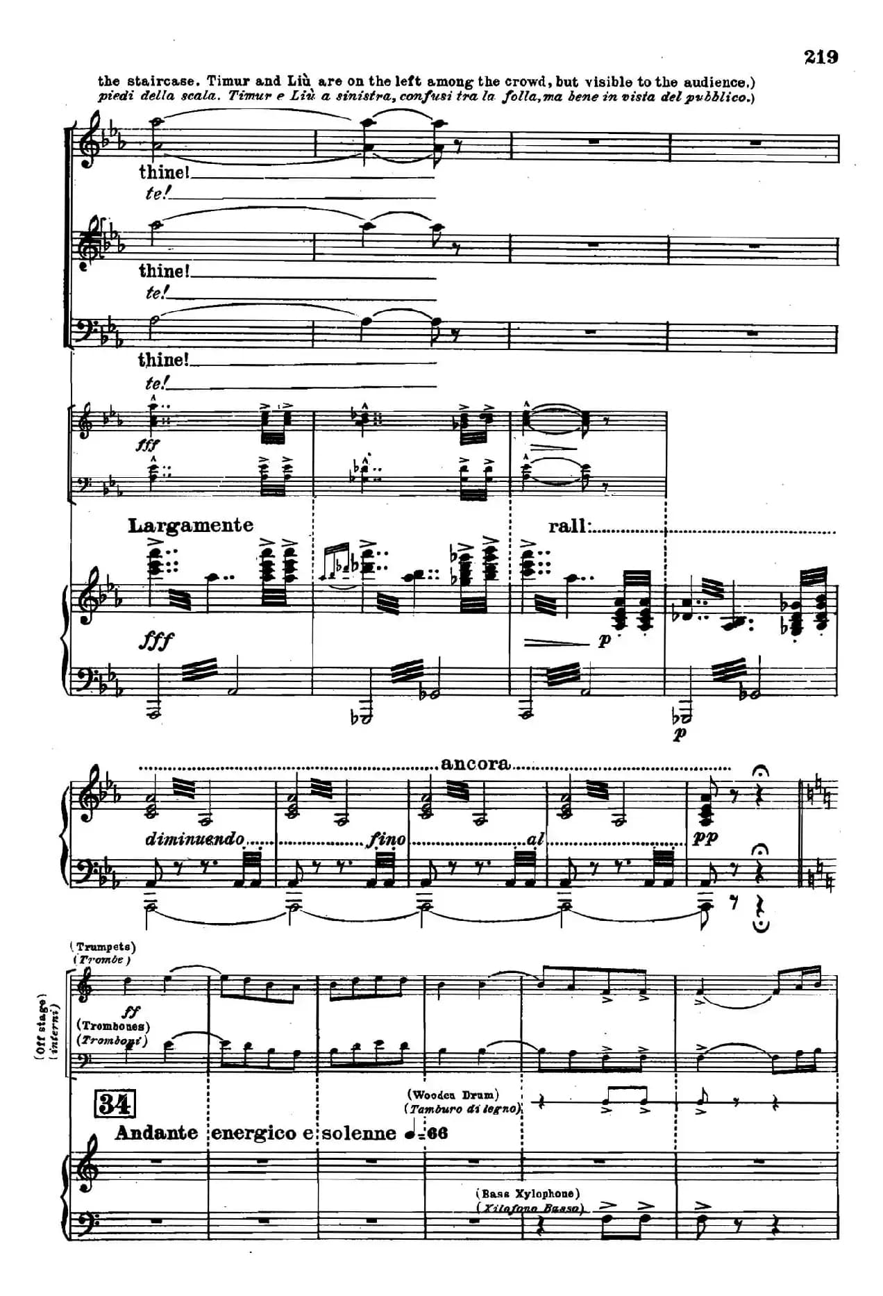 《图兰朵公主》三幕五场歌剧（英意双语）全谱（钢琴伴奏谱 P220——231）