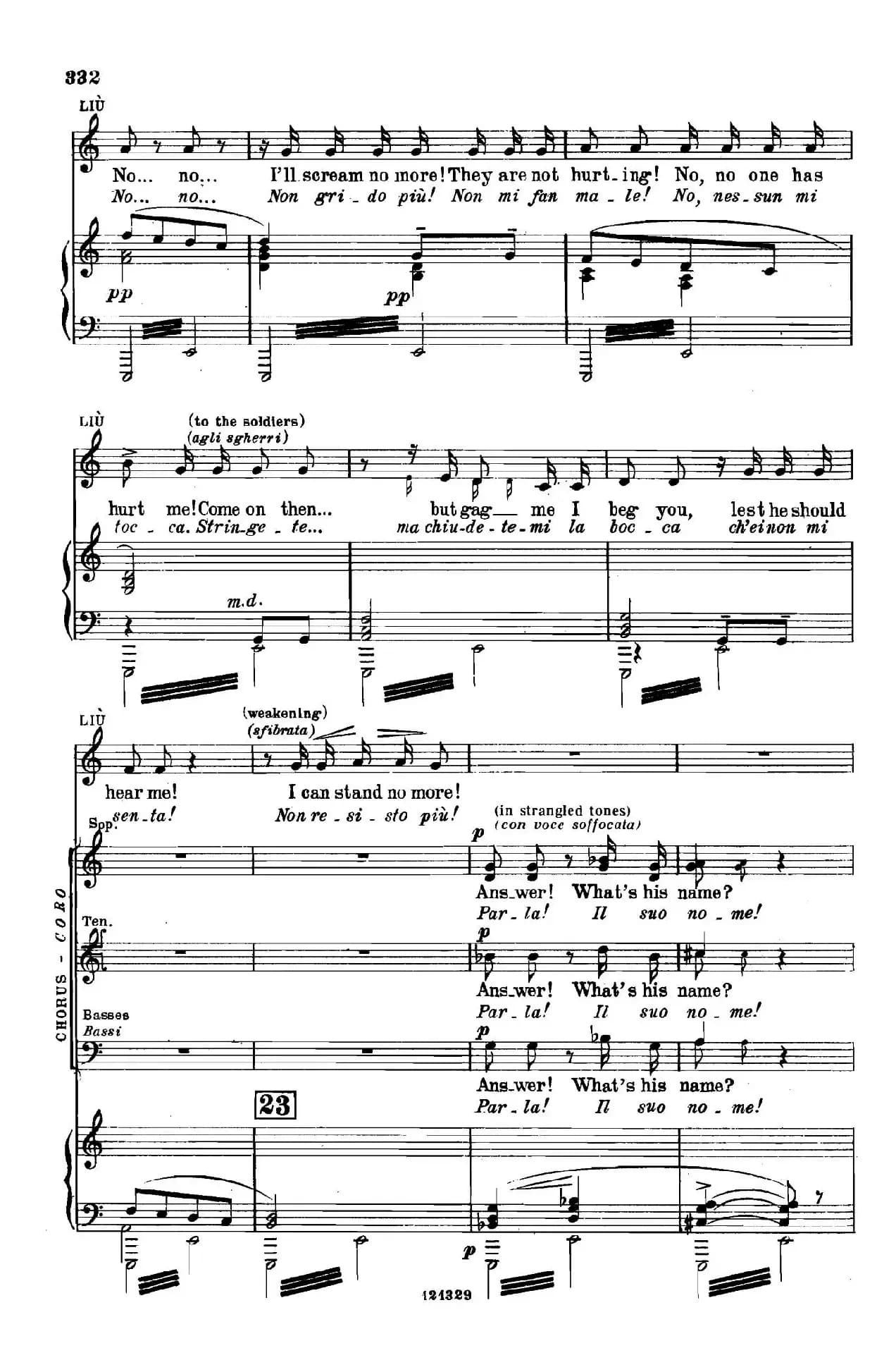 《图兰朵公主》三幕五场歌剧（英意双语）全谱（钢琴伴奏谱 P335——354）