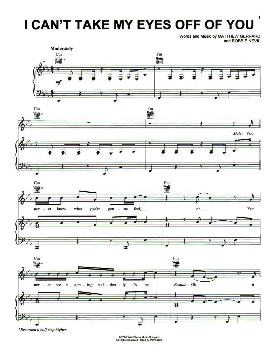 [美]I Can't Take My Eyes Off You（我的目光离不开你）（正谱）