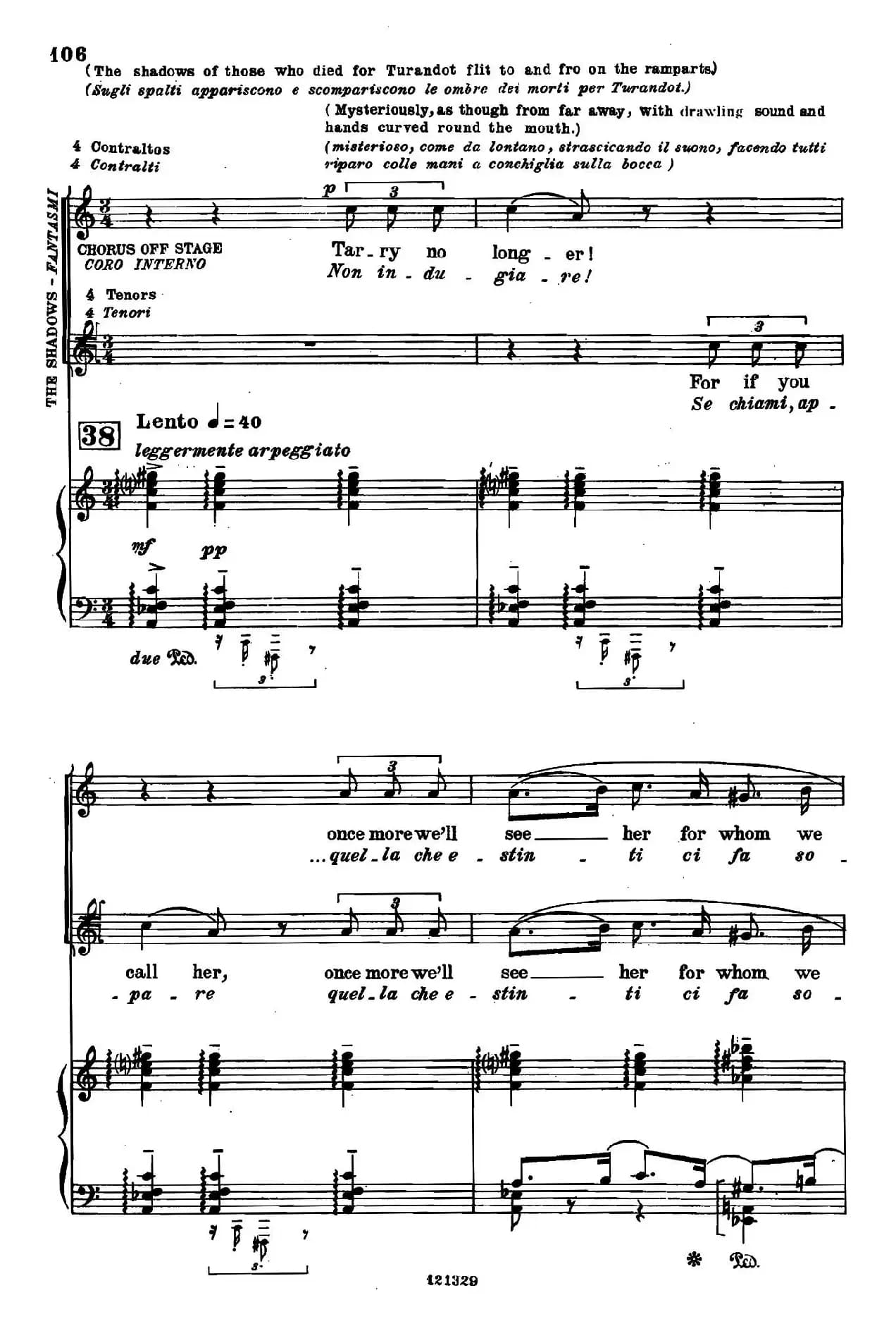《图兰朵公主》三幕五场歌剧（英意双语）全谱（钢琴伴奏谱 P111——122）