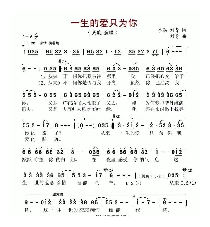 一生的爱只为你