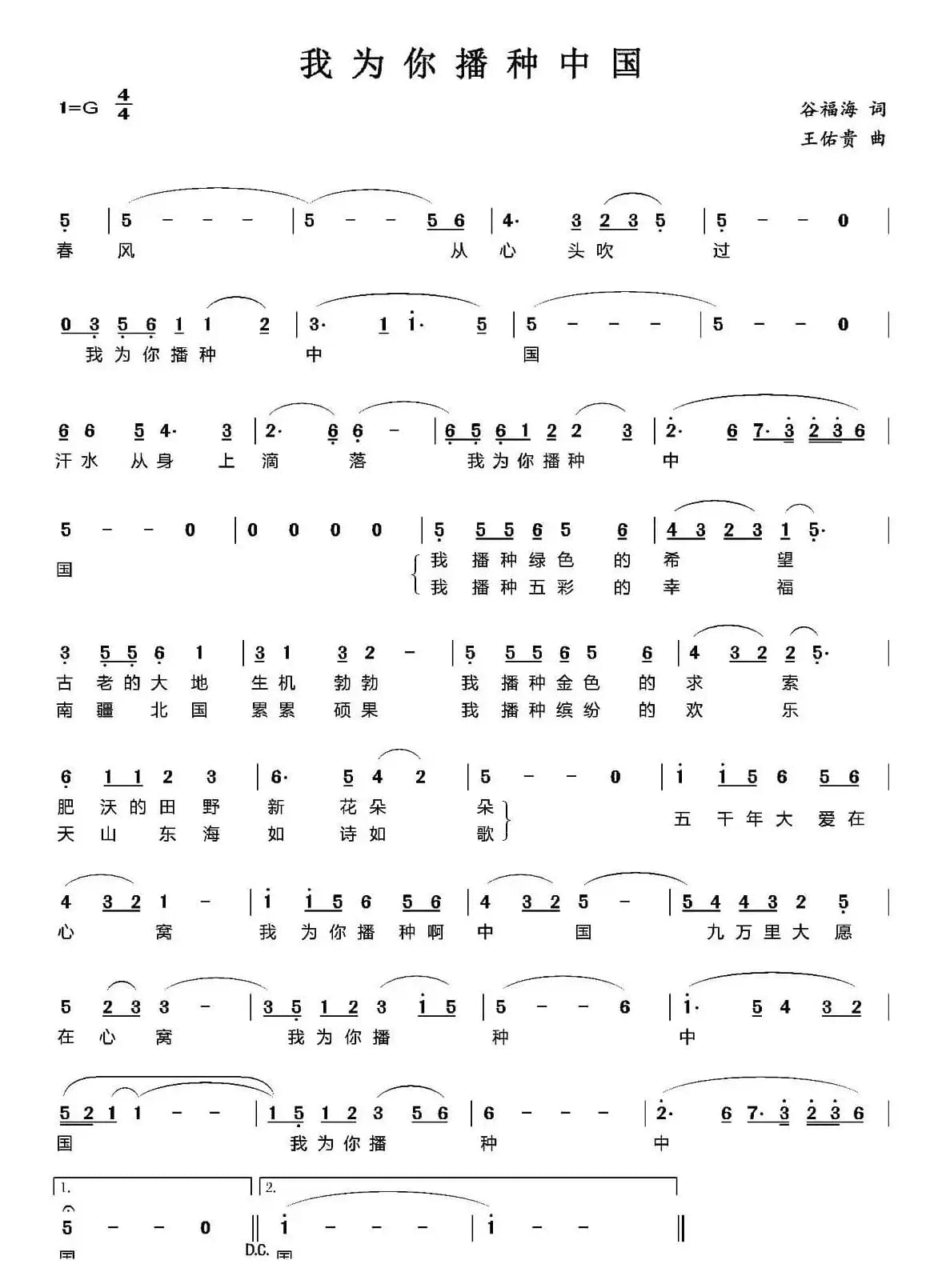 我为你播种中国