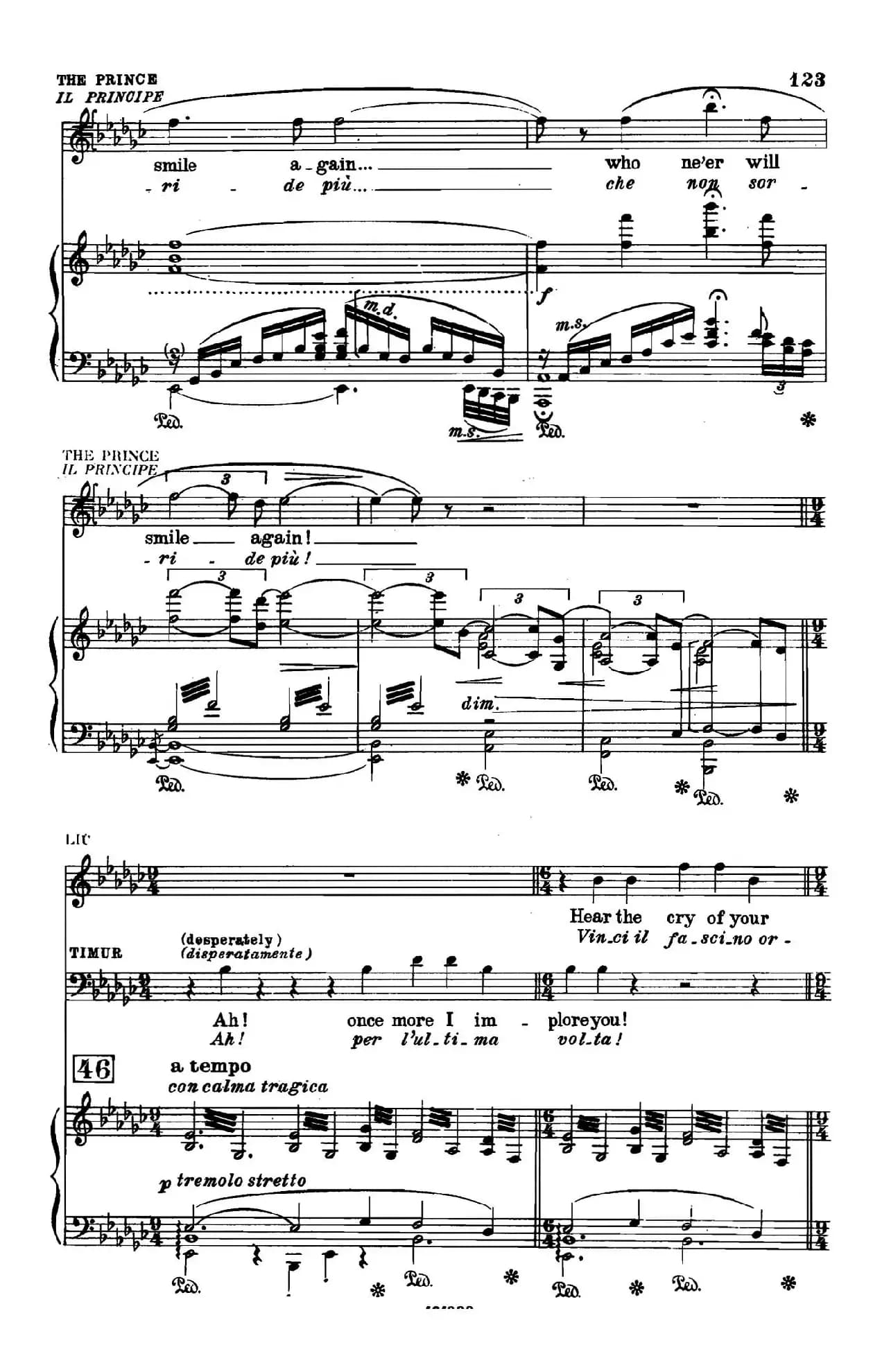 《图兰朵公主》三幕五场歌剧（英意双语）全谱（钢琴伴奏谱 P123——151）