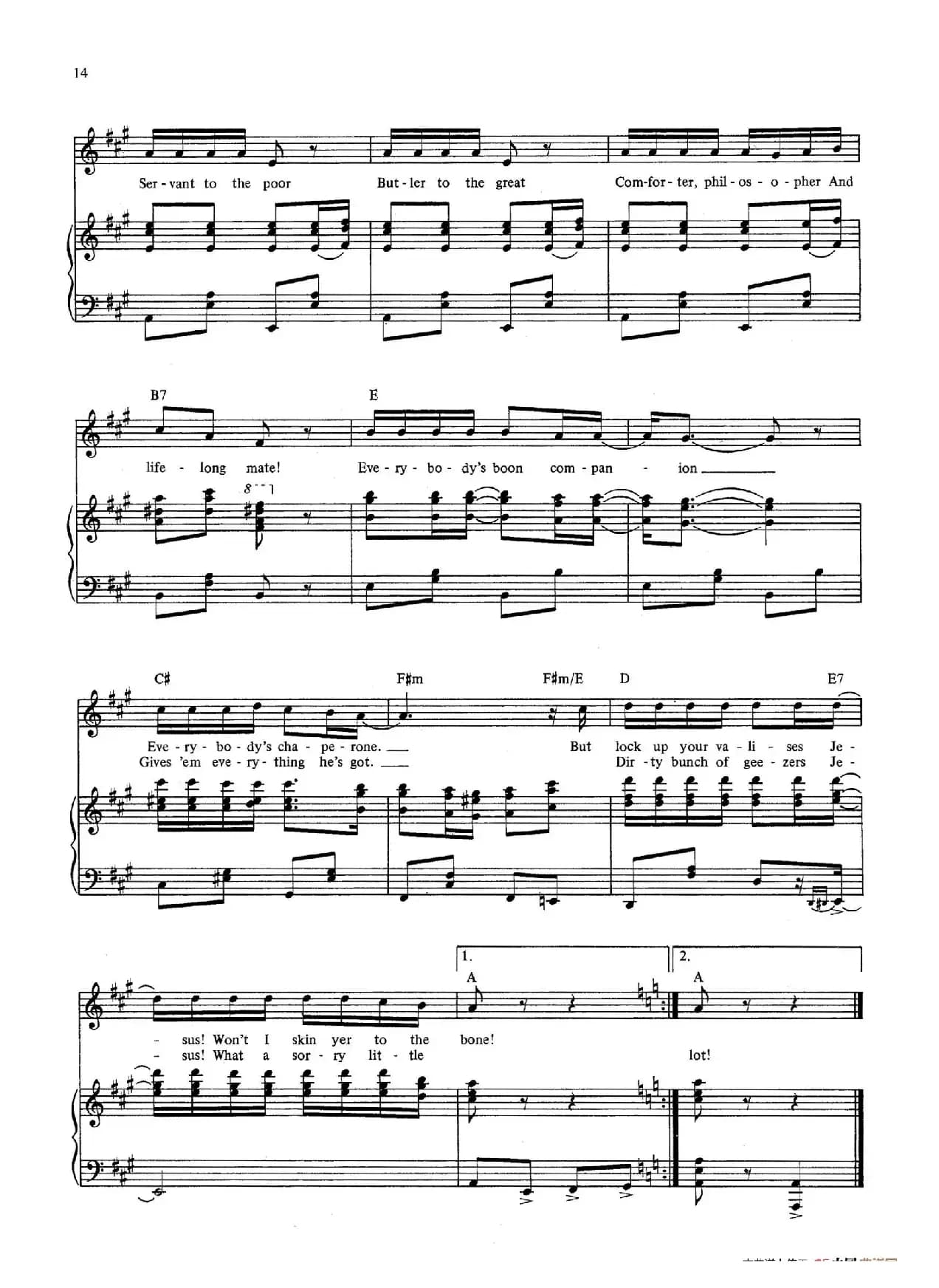 Master of the House （音乐剧《悲惨世界》（Les Miserables）选曲、正谱 ）