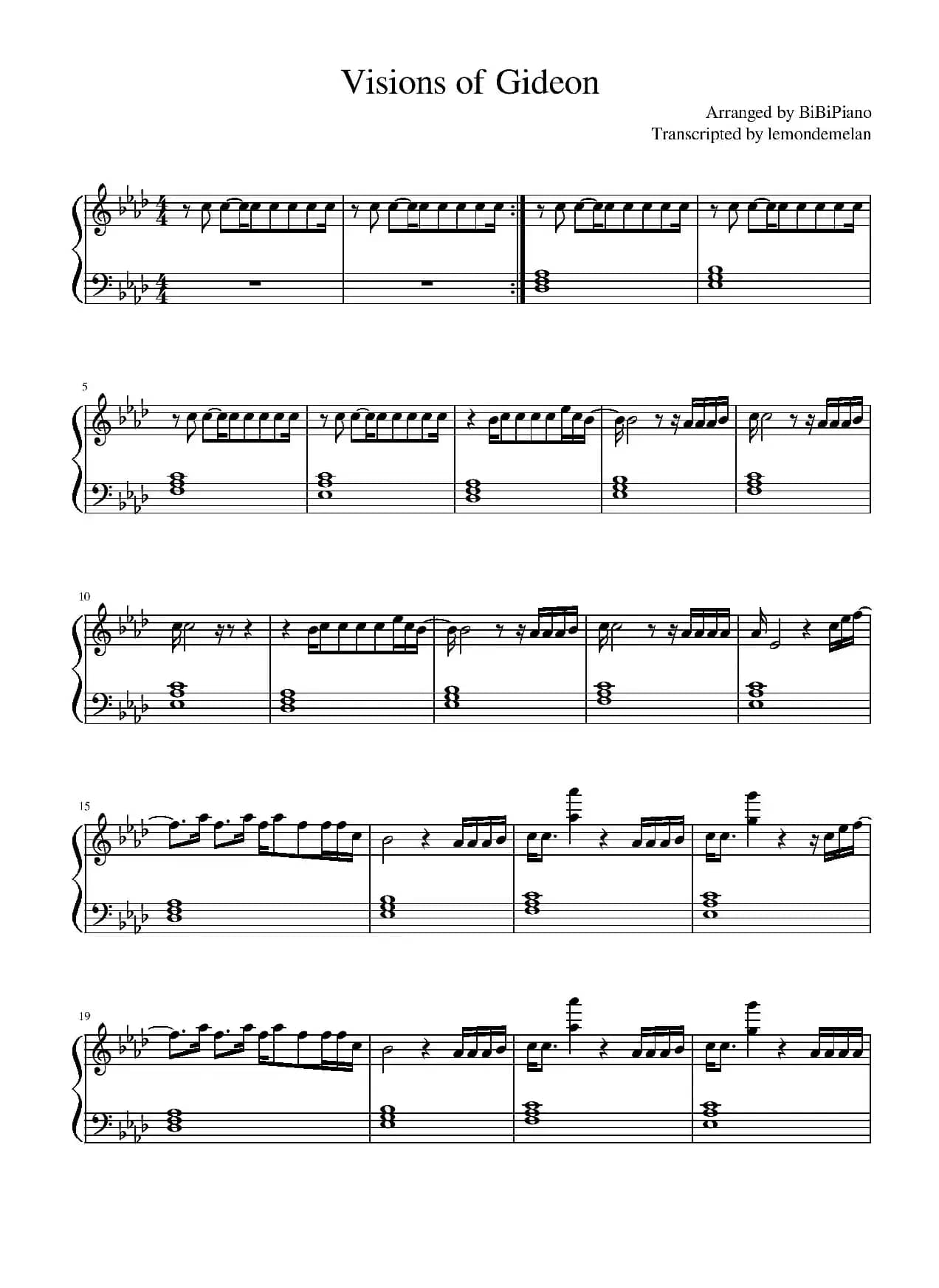 Visions of Gideon（《Call me by your name》【请以你的名字呼唤我】插曲）（BiBiPiano钢琴版）