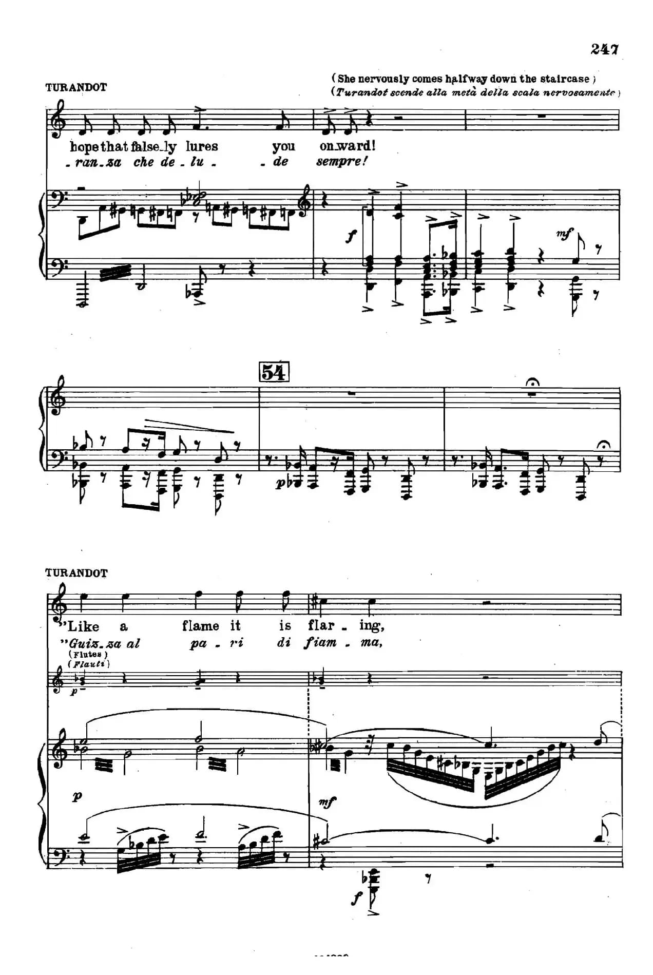 《图兰朵公主》三幕五场歌剧（英意双语）全谱（钢琴伴奏谱 P251——263）