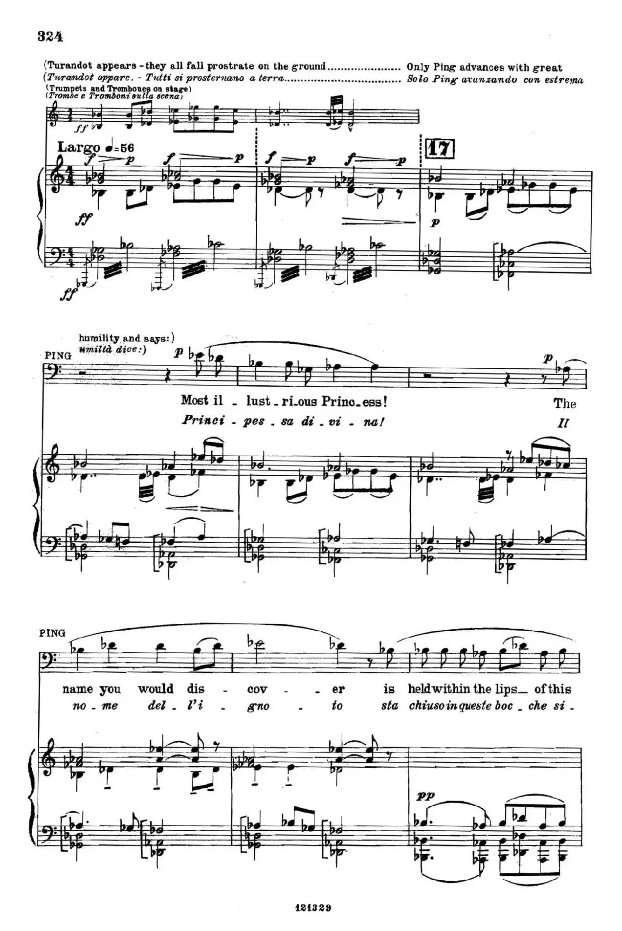 《图兰朵公主》三幕五场歌剧（英意双语）全谱（钢琴伴奏谱 P335——354）