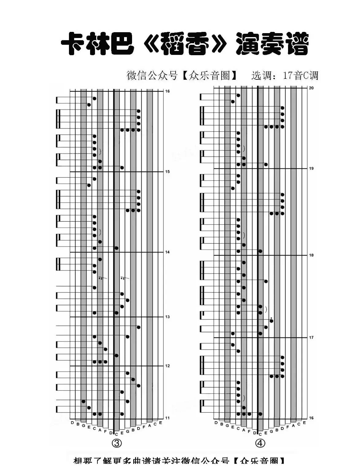 稻香（拇指琴卡林巴琴专用谱）