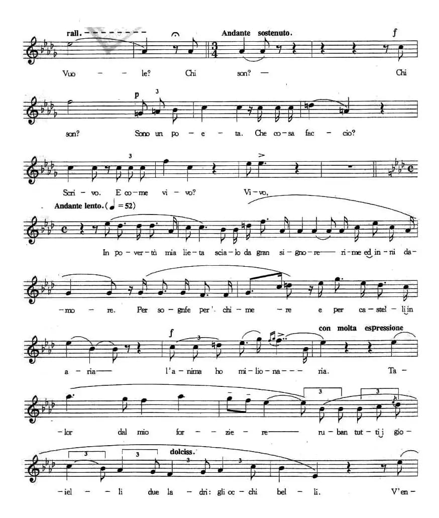 [意] 冰凉的小手（五线谱）