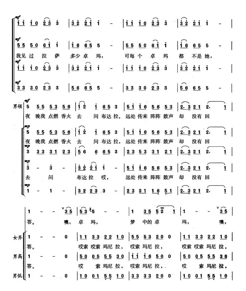梦中的卓玛（陈道斌词 黄耀国曲）