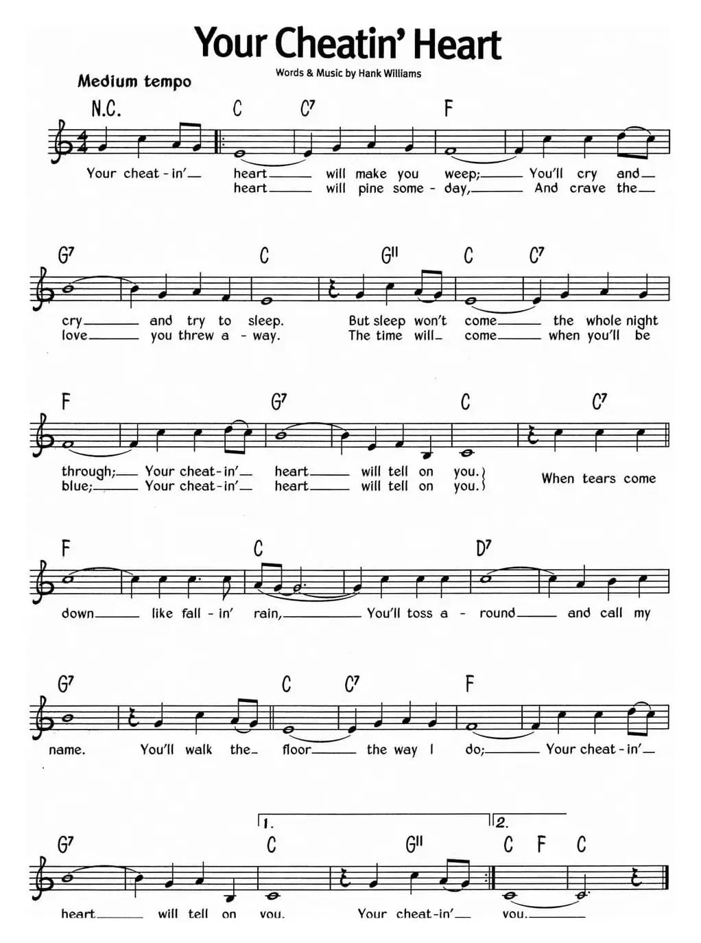 蓝调音乐：Your Cheatin' Heart