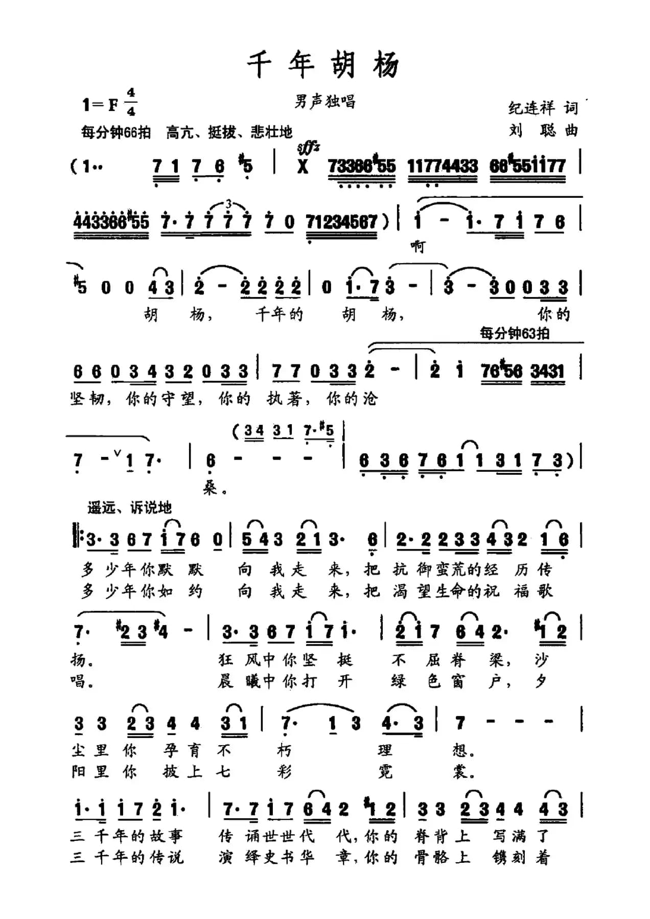 千年胡杨（纪连祥词 刘聪曲）