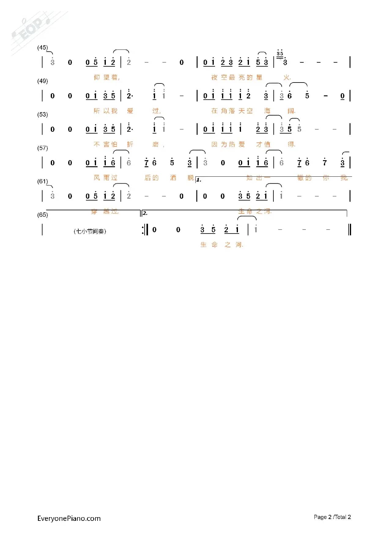 生命之河（《夺冠》片尾曲）