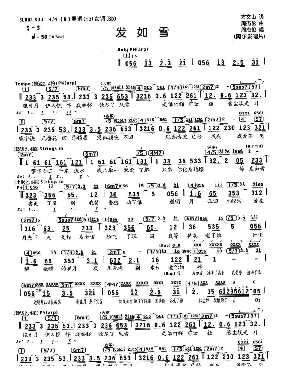 发如雪（编配乐谱）