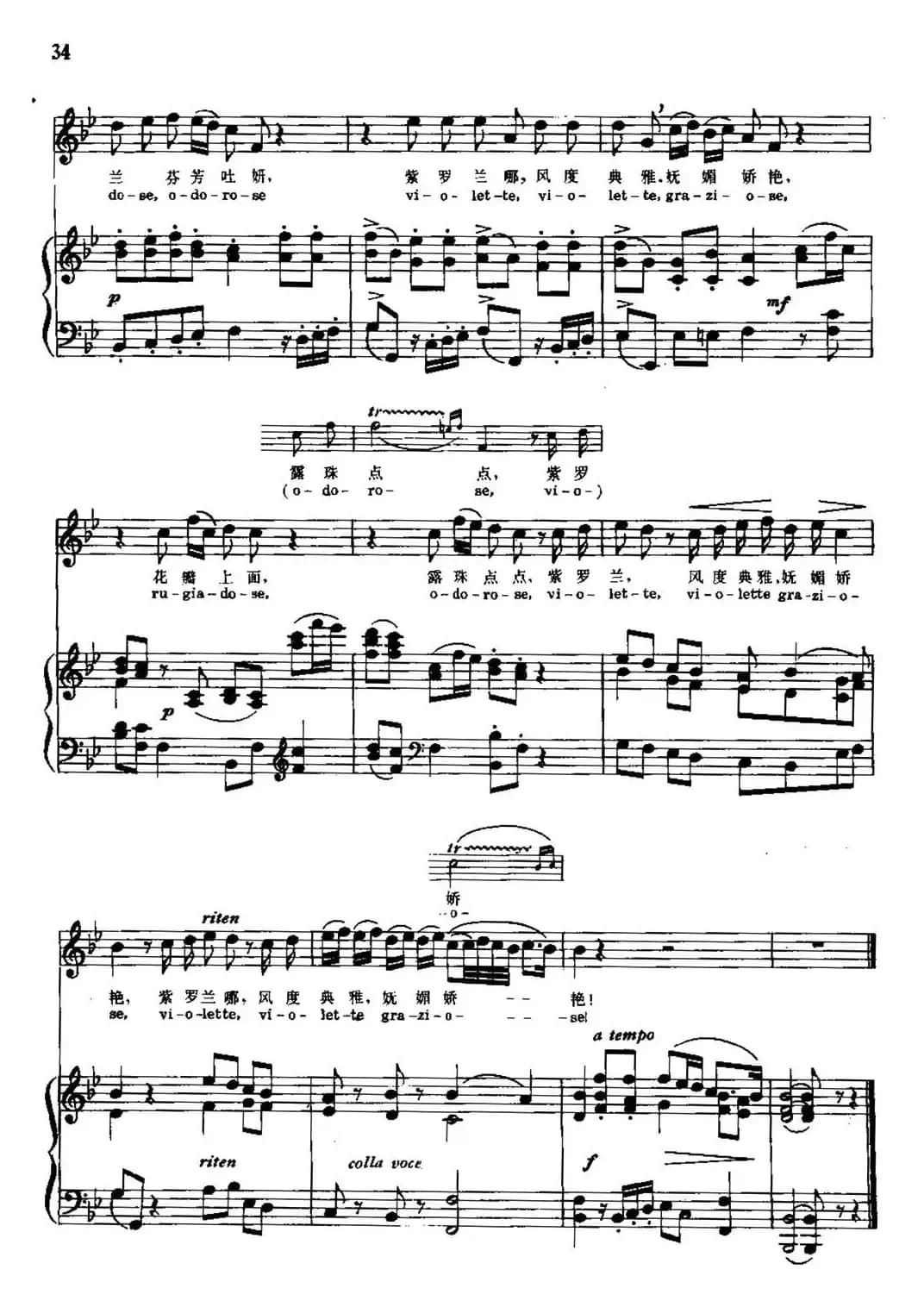 [意]紫罗兰（中外文对照、正谱）