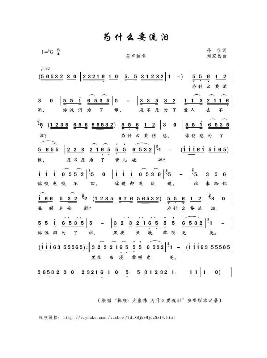 为什么要流泪（孙仪词 刘家昌曲）