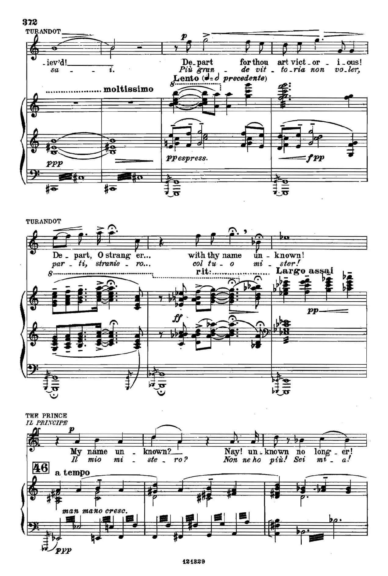 《图兰朵公主》三幕五场歌剧（英意双语）全谱（钢琴伴奏谱 P374——397）