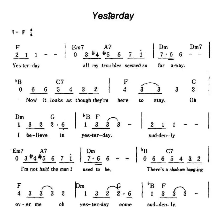 [美]Yesterday（昨天、带和弦）