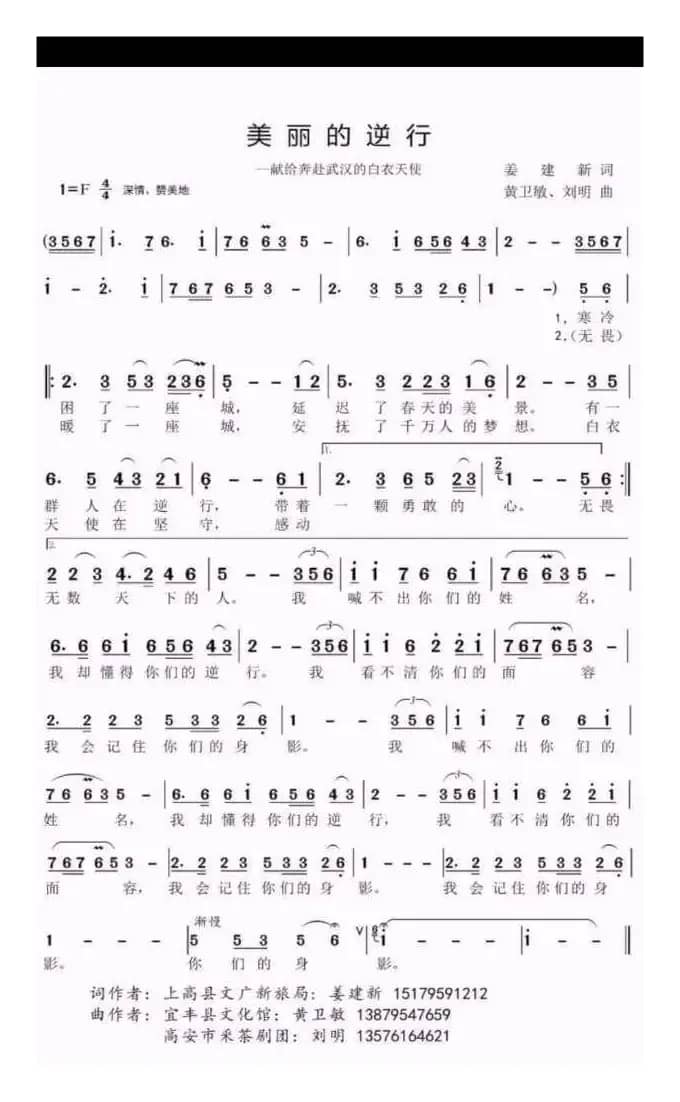 美丽的逆行（献给奔赴武汉的白衣天使们的歌）