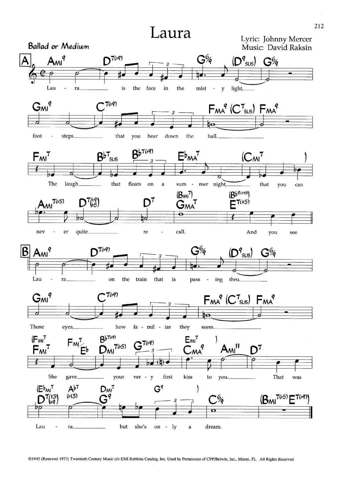 Laura（带和弦五线谱）