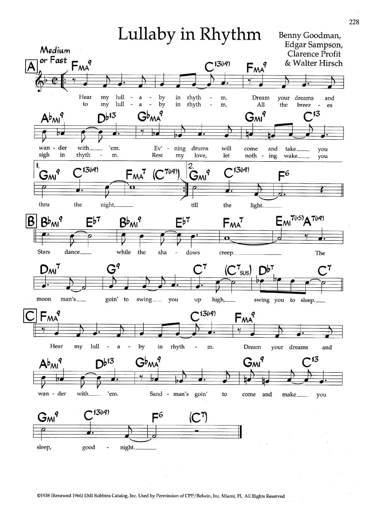 Lullaby in Rhythm（带和弦五线谱）