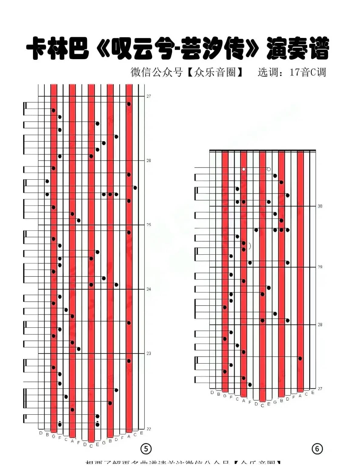 叹云兮（拇指琴卡林巴琴专用谱）