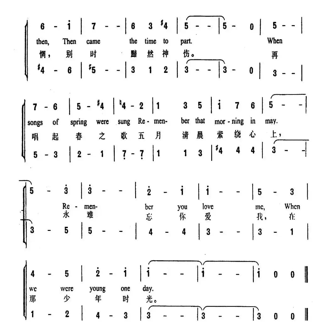 难忘少年时光（二重唱、中外文对照）