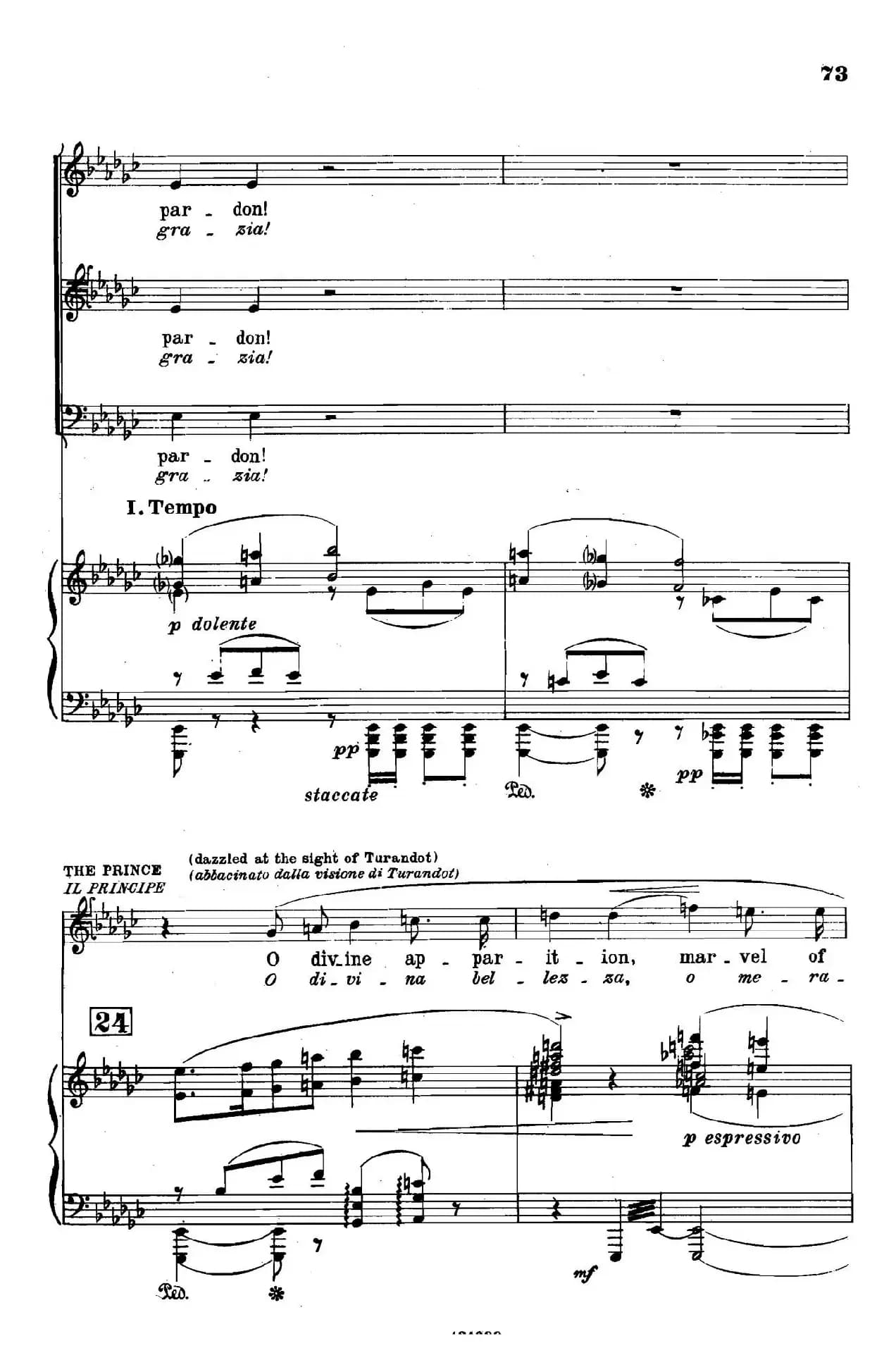 《图兰朵公主》三幕五场歌剧（英意双语）全谱（钢琴伴奏谱 P75——100）