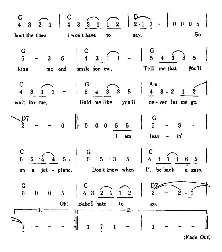 [美]Leaving On A Jet Plane（乘喷气机离去）
