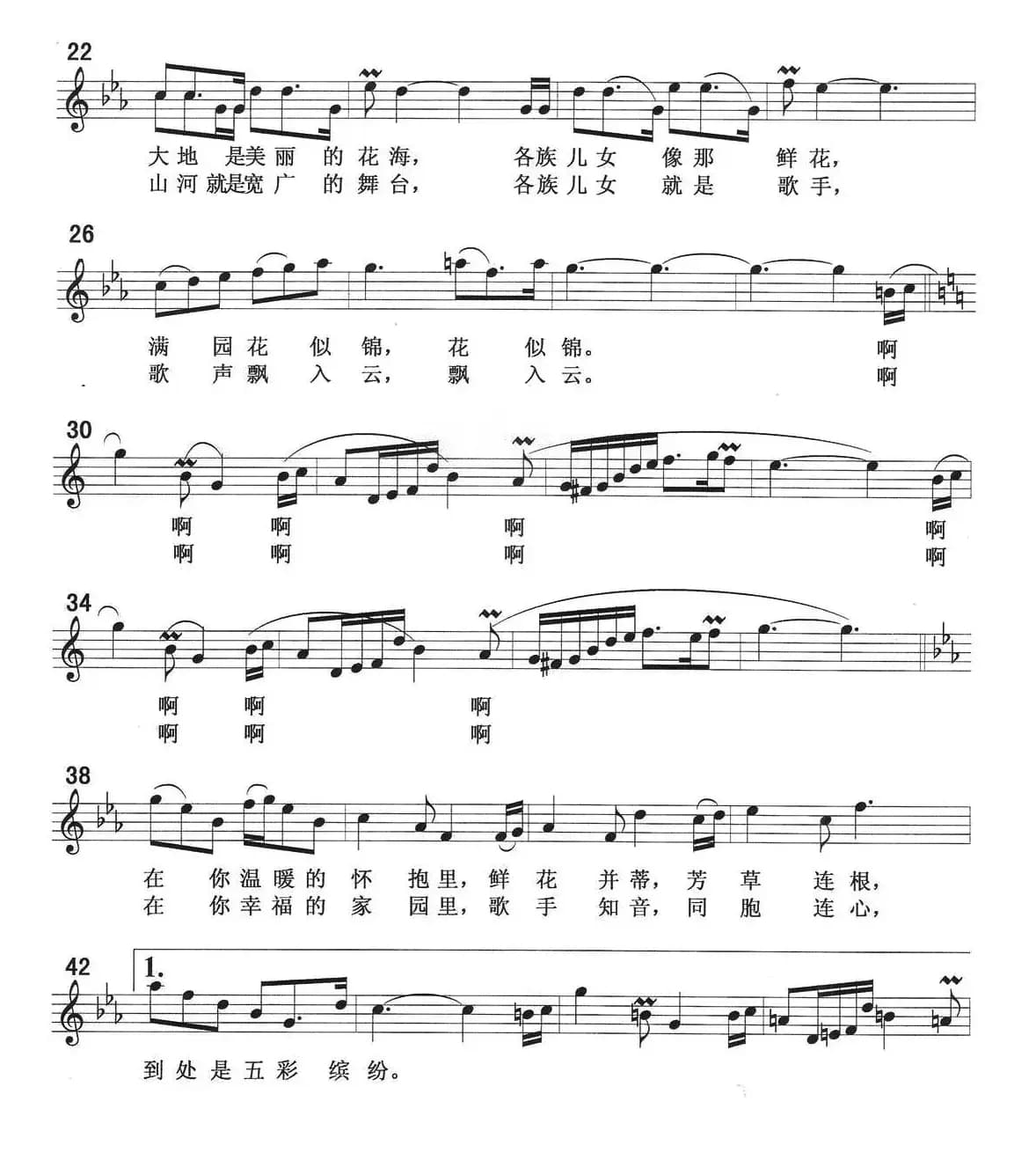 幸福的家园（胡宏伟词 刘聪曲、五线谱）