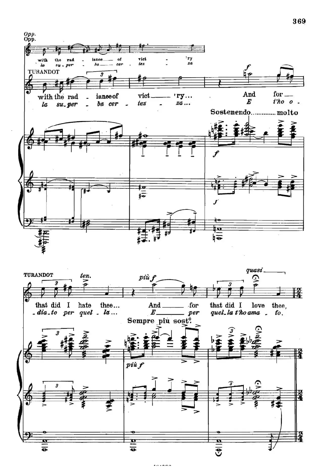 《图兰朵公主》三幕五场歌剧（英意双语）全谱（钢琴伴奏谱 P374——397）