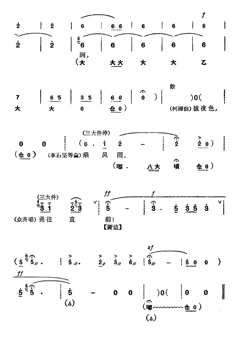 《杜鹃山》第五场·砥柱中流（主旋律乐谱）