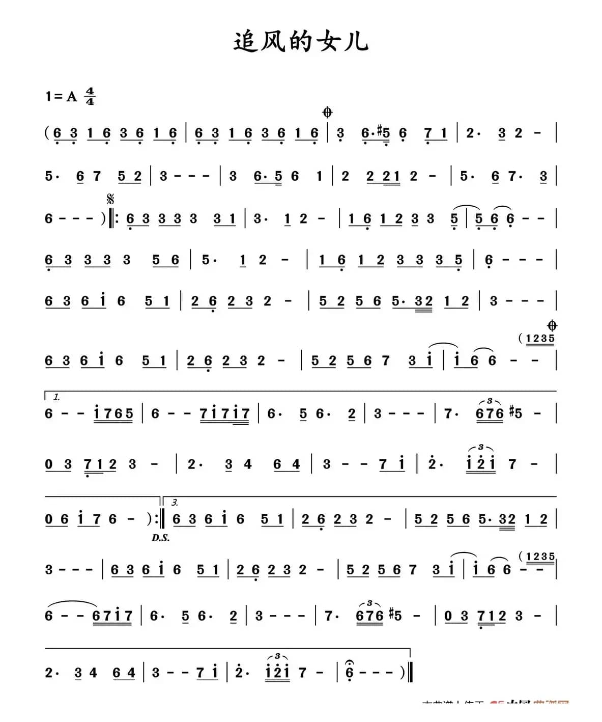 追风的女儿（主旋律谱）