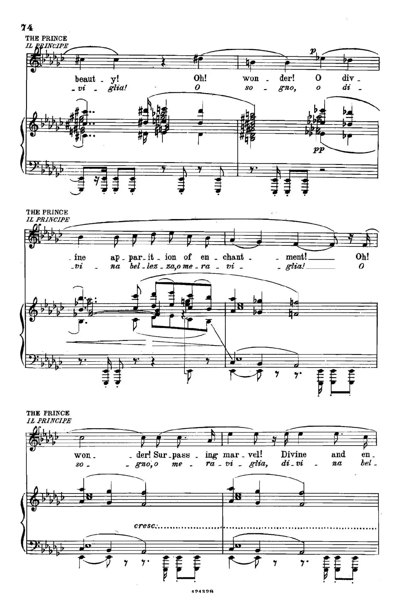 《图兰朵公主》三幕五场歌剧（英意双语）全谱（钢琴伴奏谱 P75——100）