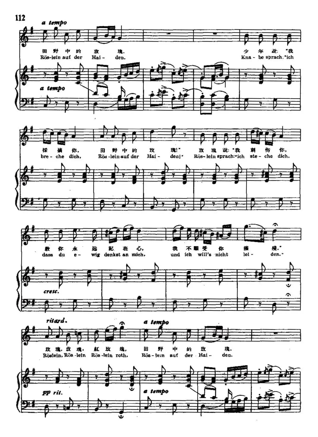 野玫瑰（中外文对照、正谱）