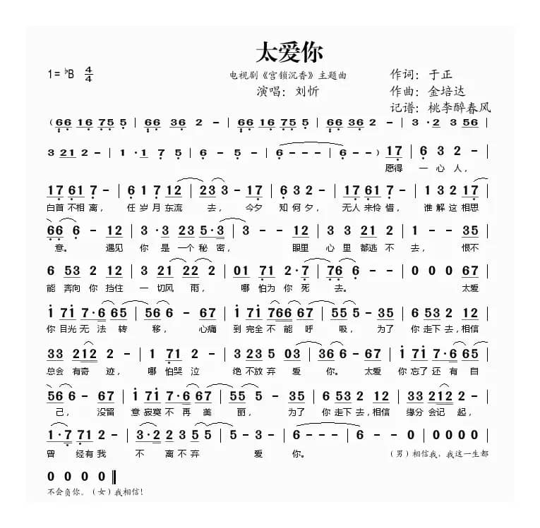 太爱你（《宫锁沉香》主题曲）