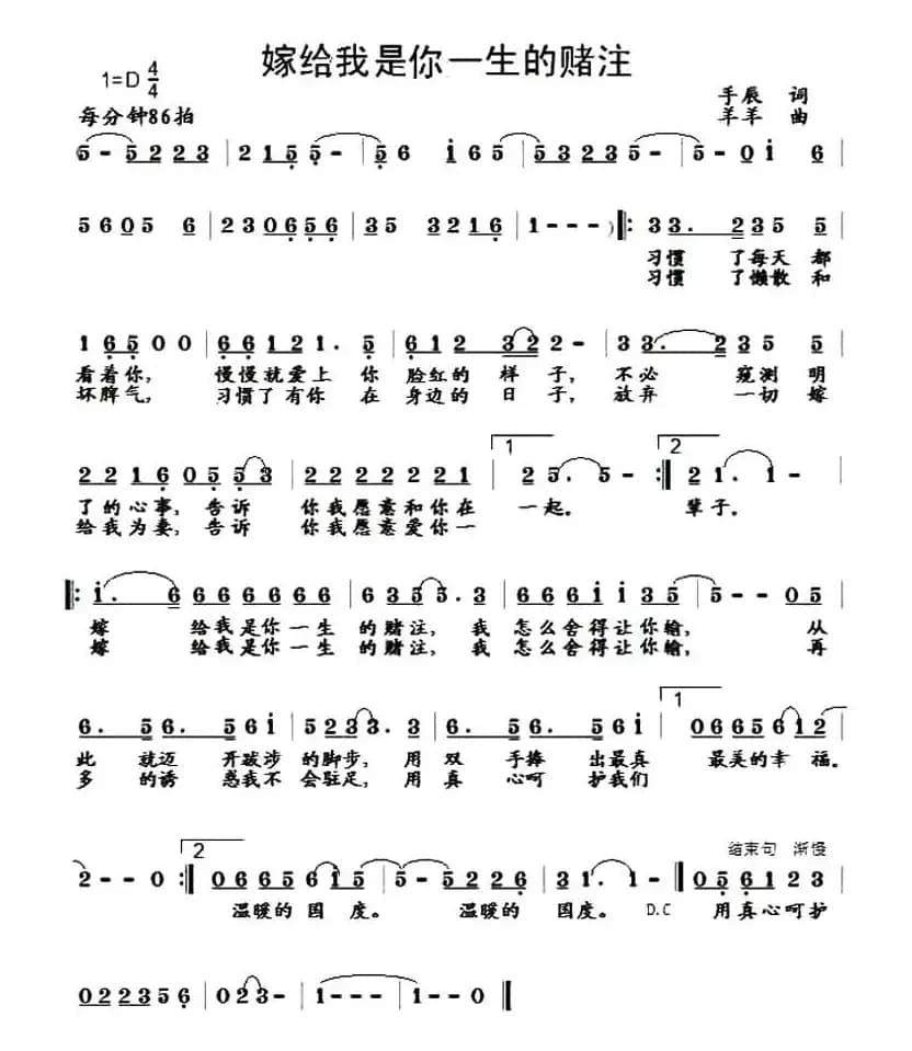 嫁给我是你一生的赌注
