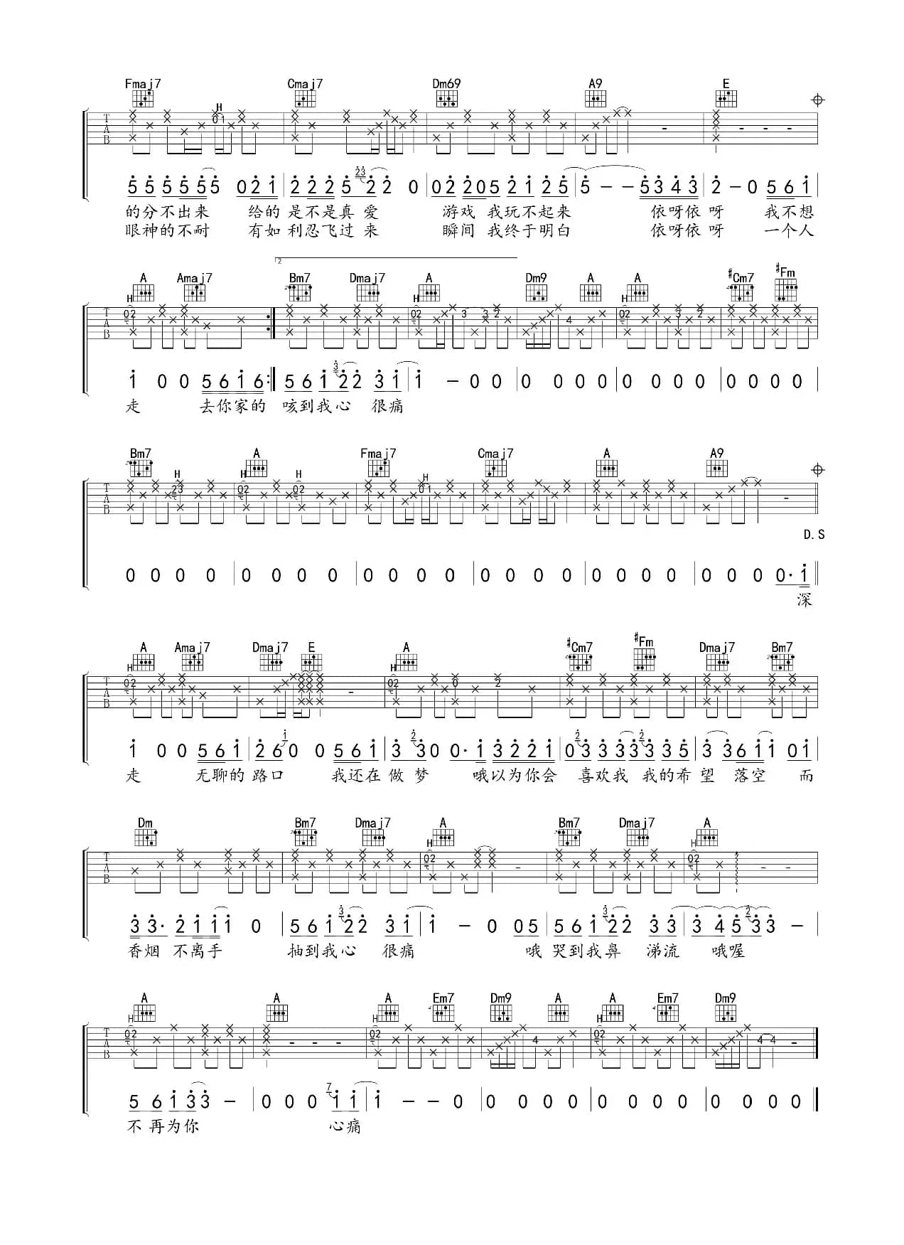 路口（吉他六线谱）