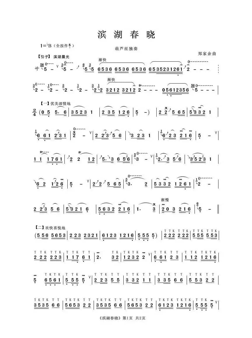 滨湖春晓（葫芦丝独奏）