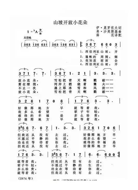 山坡开放小花朵（俄）