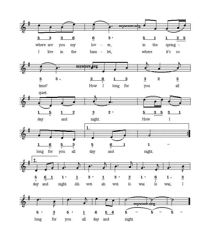 Love song under the moonlight（月光下的思念）（英译中文歌曲、线简谱混）