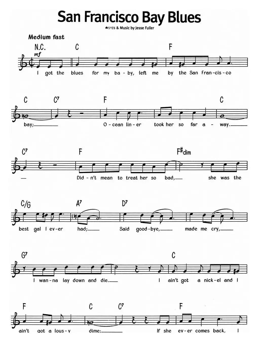 蓝调音乐：San Francisco Bay Blues