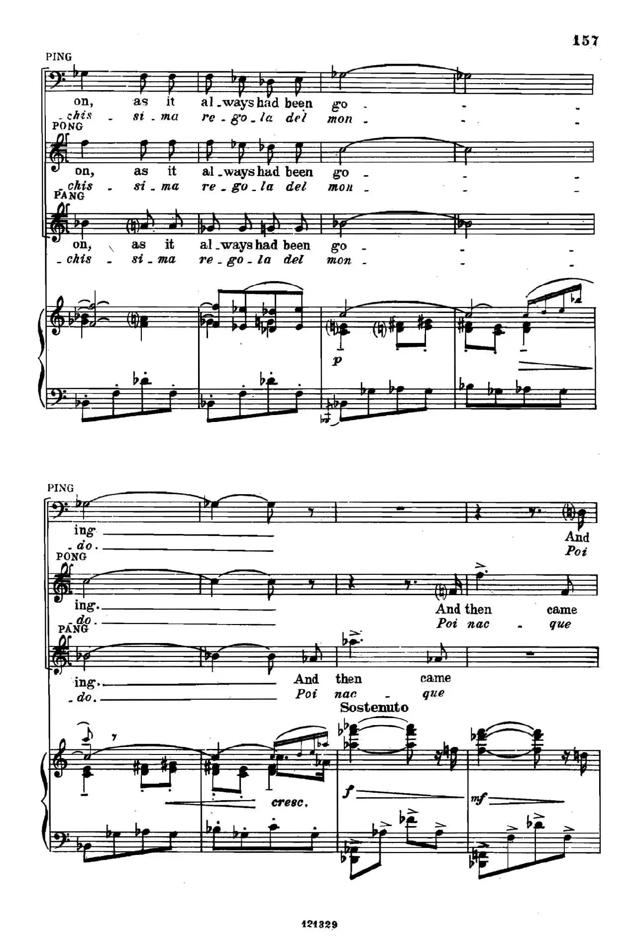 《图兰朵公主》三幕五场歌剧（英意双语）全谱（钢琴伴奏谱 P152——166）