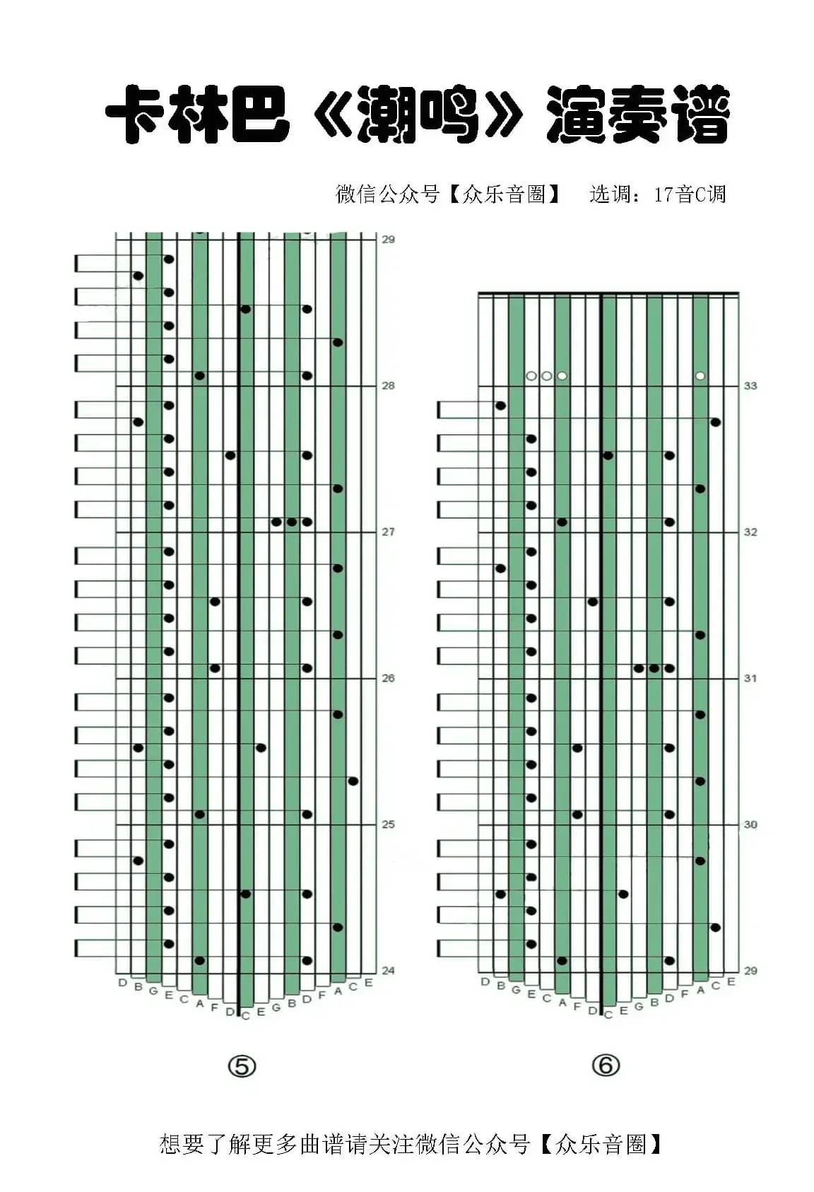潮鸣（拇指琴卡林巴琴专用谱）