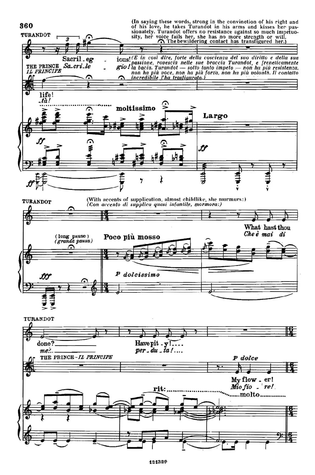 《图兰朵公主》三幕五场歌剧（英意双语）（钢琴伴奏谱 P364——373）