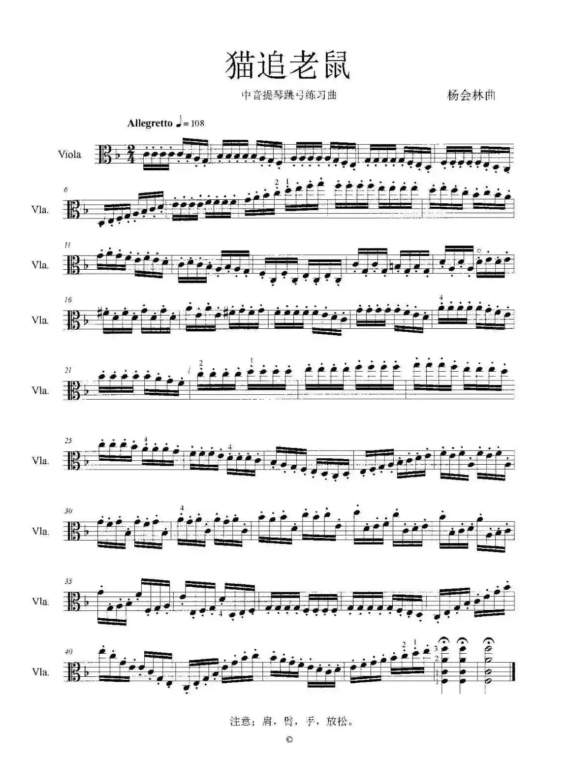 猫追老鼠（中音提琴跳弓练习曲）