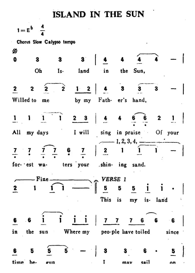 ISLAND IN THE SUN（赤道上的小岛）