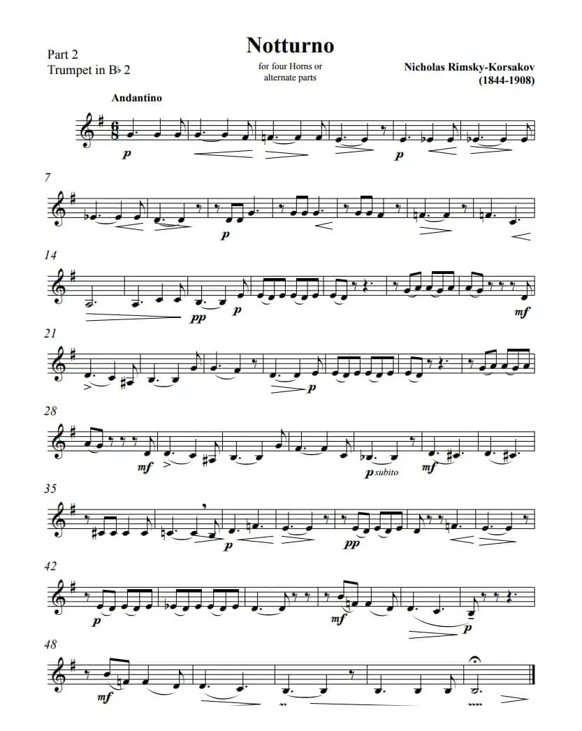 里姆斯基-夜曲（铜管四重奏）
