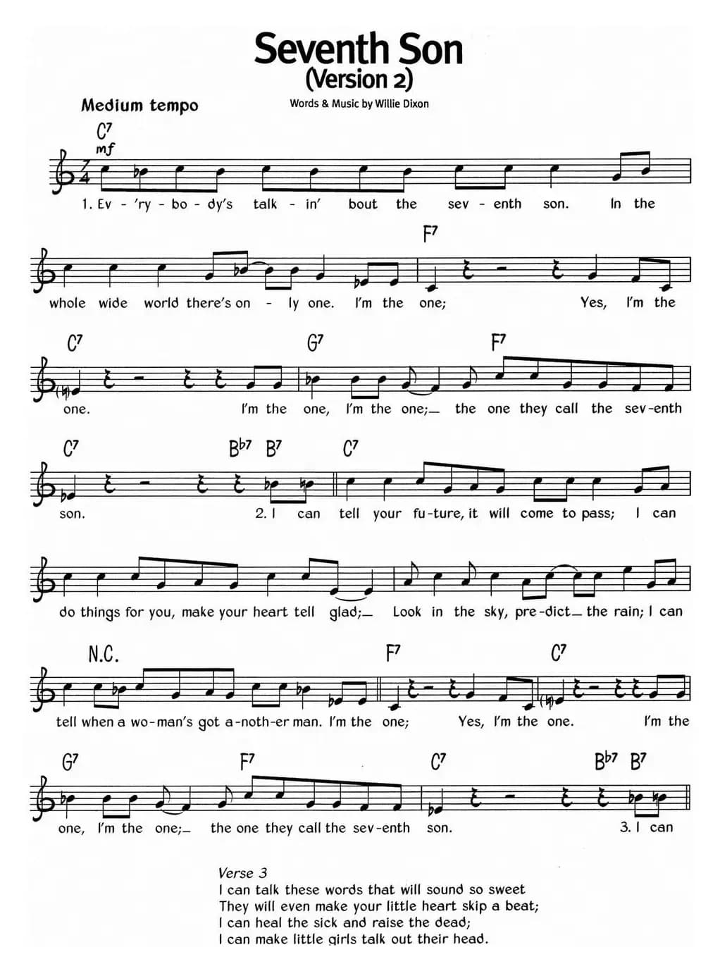 蓝调音乐：Seventh Son