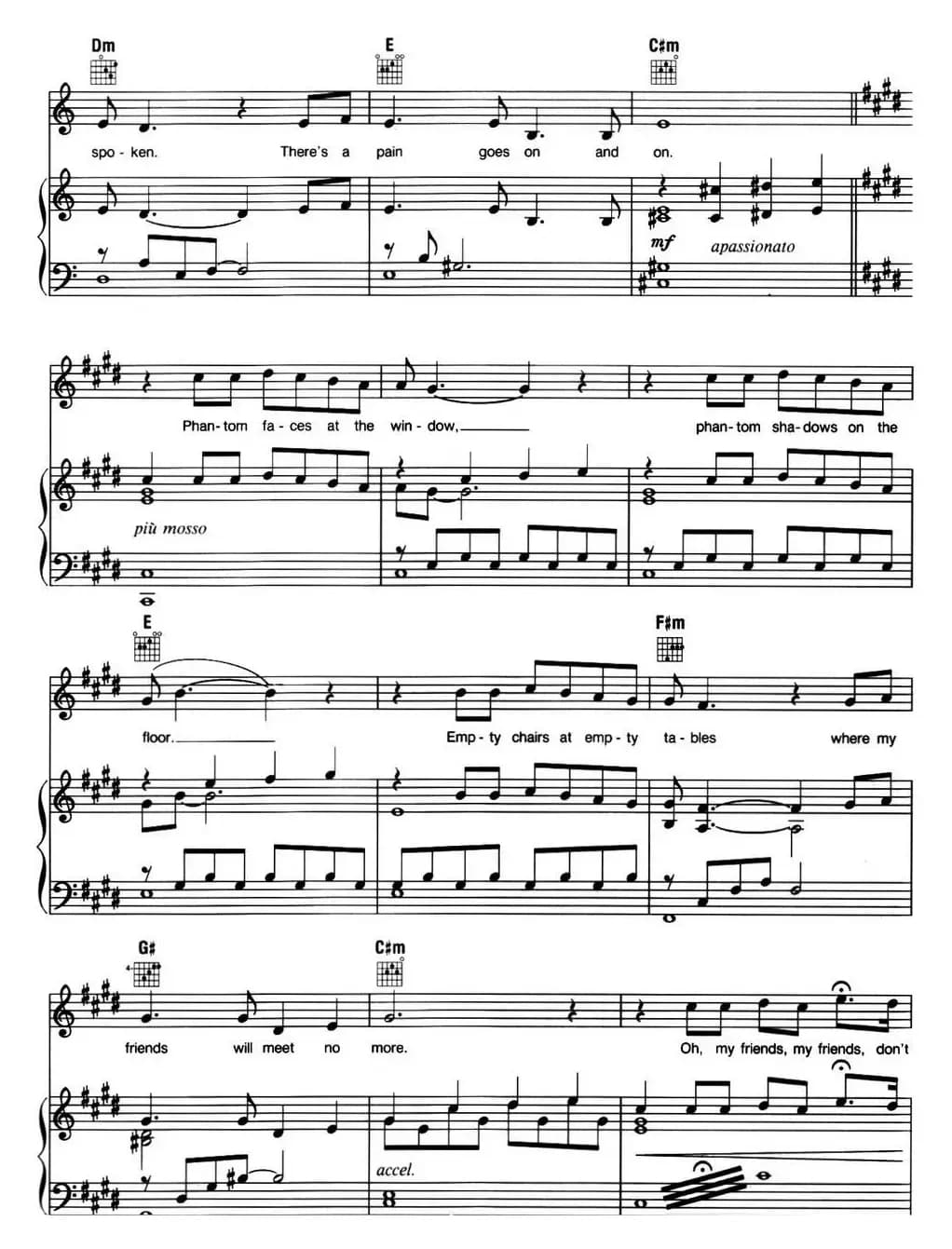 Empty Chairs at Empty Tables (音乐剧《悲惨世界》(Les Miserables)选曲、正谱 )